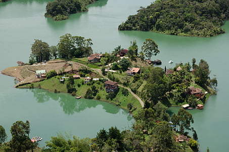Colombia, Guatapé, sjön, reservoar, öar, turism, platser av intresse