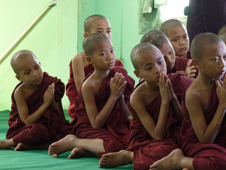 Monks, iesācējiem, dziesmām, budistu, kultūra, Budisms, templis