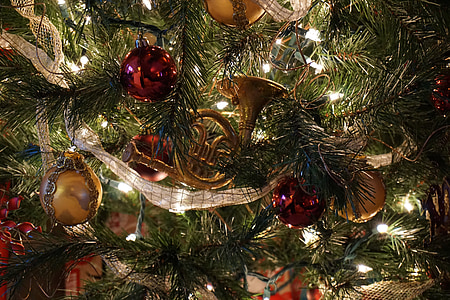 fa, Karácsony, Holiday, dekoráció, ünnepe, piros, fényes