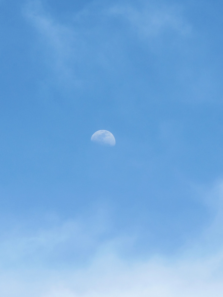 moon day, sky, clouds