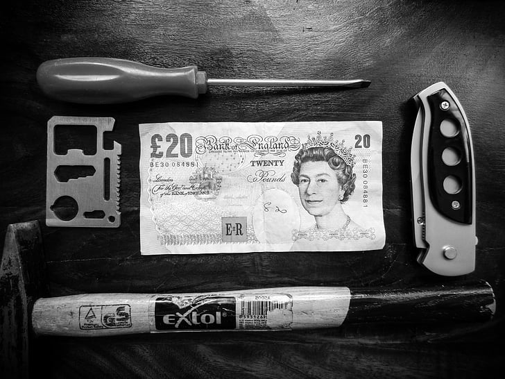 Geld, Messer, Werkzeug, Hammer, Manly, Banknote, Mode