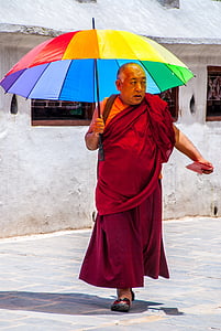 Intia, Nepal, Aasia, matkustaa, mies, munkki, umbrells