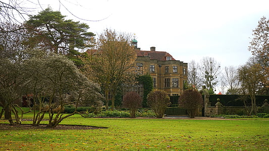 manor, house, building, old, architecture, mansion, garden