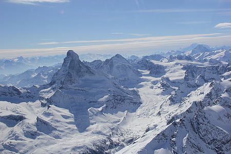 hory, Matterhorn, Zermatt, alpské, Švýcarsko, Hora, sníh