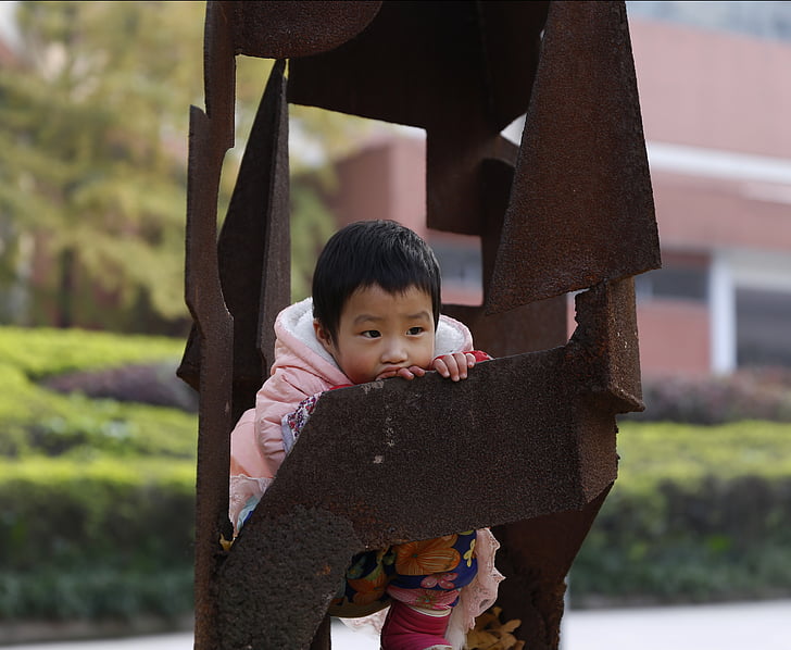 kinderen, Chongqing, beeldhouwkunst, roest
