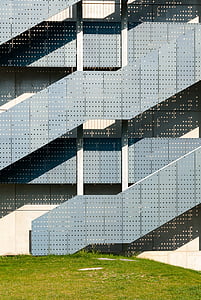 house facade, stairs, staircase, emergency exit, architecture, modern, pattern