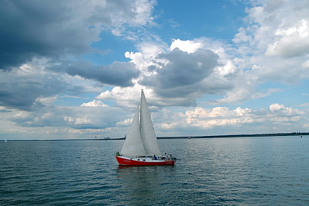 sailboat, river, summer