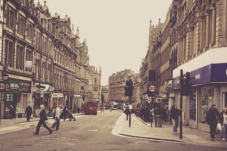 Newcastle upon tyne, Englanti, Road, Iso-Britannia, kaupunkien, jalankulkijoiden, historiallisesti