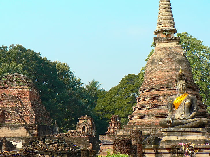 Thailand, Ayutthaya, Boeddha, stoepa, ruïnes, heiligdom, gebed