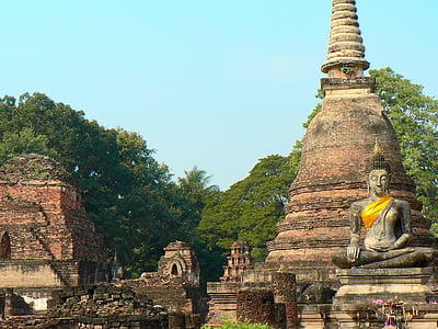 Thajsko, Ayutthaya, Buddha, stupa, zrúcaniny, Sanctuary, Modlitba