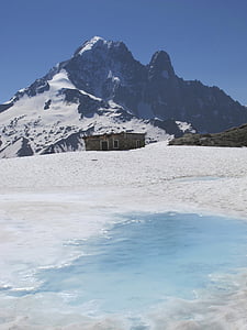 Alperne, nål, søen, bjerghytte, Ice, Mountain, natur