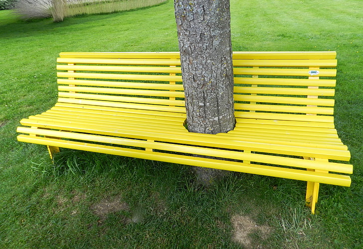 bench, nature, art, contemporary, trees, garden, rest