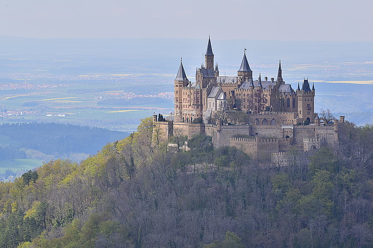 Château, montagne, Schlos, Burg ehrenberg, été, nature, Burg hohenurach