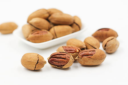 pecans, nut, walnuts, food and drink, food, white background, nut - food