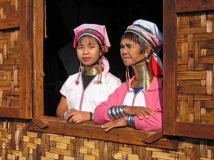 Burma, kvinna, förlängd hals, kulturer, personer, Asia, ursprungsbefolkningarnas kultur