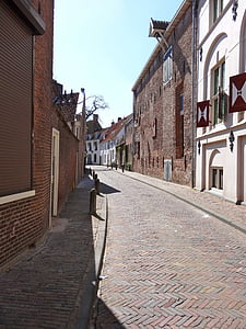 Amersfoort, Street, đường, cobblestones, lịch sử, mặt tiền, vỉa hè