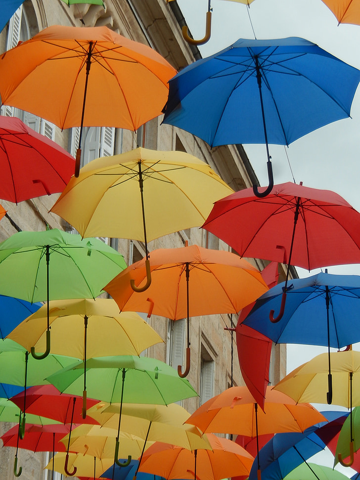 paraguas, Festival, calle, ciudad