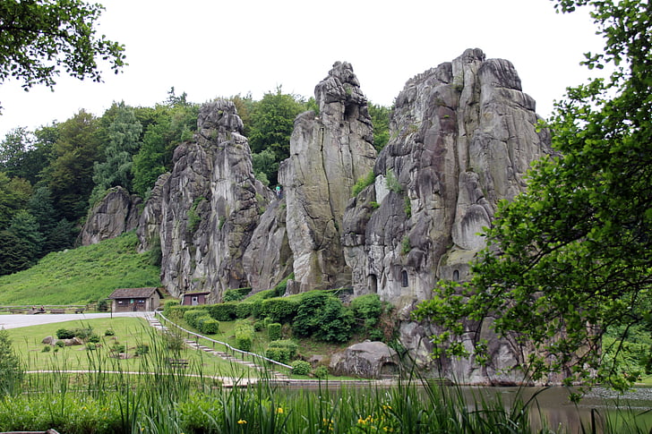 roca, piedras, Externsteine, bosque de Teutoburgo