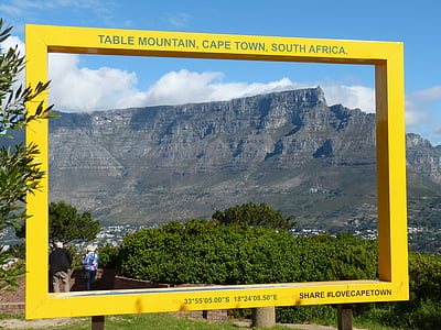 cape town, south africa, table mountain, distant view, outlook, mountain range, city