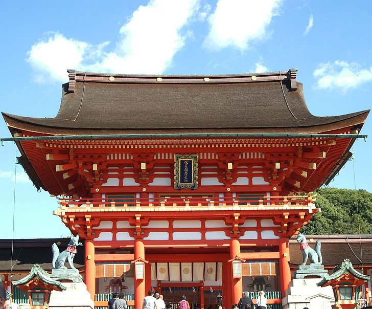 Japan, Kyoto, Fushimi inari schrijn, hemel, Japan cultuur, Azië, tempel - gebouw