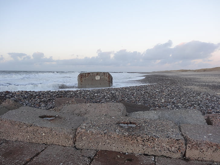 havet, Nordsjön, morgon, Bunker
