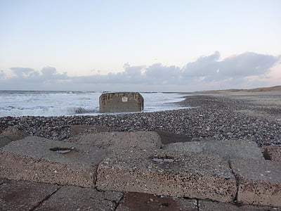 mar, Mar do Norte, manhã, bunker