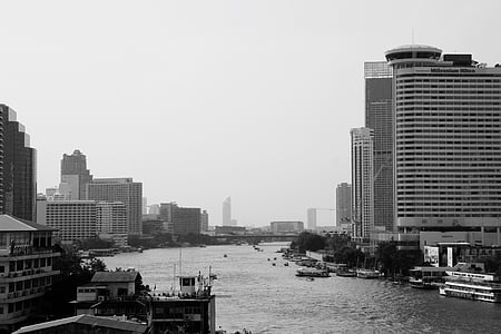 Bangkok, Thailand, skyskraber, floden, Asien, bygning, City