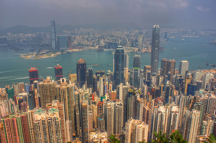 Hong kong, China, edifícios, arranha-céus, Metropole, ascensões elevadas, cidade