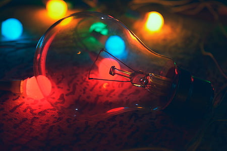 tóm tắt, nghệ thuật, mờ, bóng đèn, Giáng sinh, màu sắc, tối