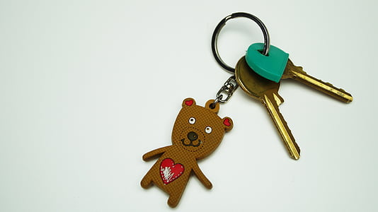 钥匙, fob, 熊, 玩具, 首页, 泰迪, 快乐