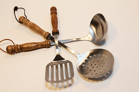 cutlery, kitchen, cook, spoon, old, kitchen cutlery, dipper
