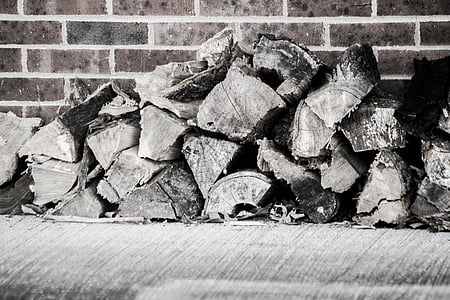 bois, brique, bois de chauffage, mur, mur de briques, bloc, maison en brique