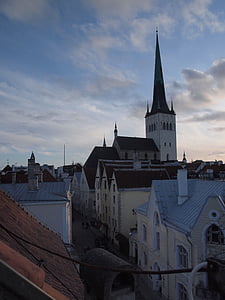 Estonia, Tallinn, Europa, centro storico, tramonto, città, cielo