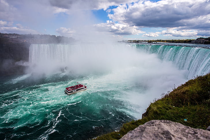 loďou, Kanada, Príroda, Niagara falls, loď, Sky, vody