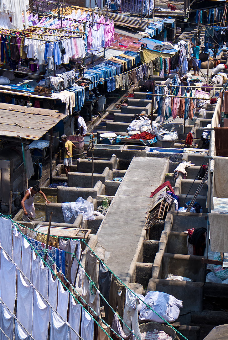 πλυντήριο ρούχων, φτωχογειτονιά, Ινδία, Βομβάη