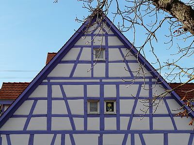 fachwerkhaus, truss, building, architecture, wood, window, bar