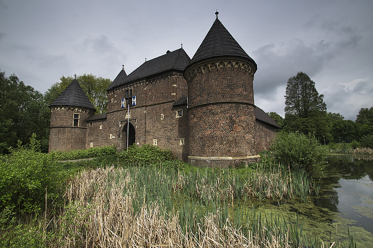slott, Vondern, Oberhausen, medeltiden, Knight, Castle wall, vidvinkel