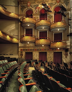 Wells theatre, Norfolk, Virginian, sedačky, posezení, uvnitř, interiér
