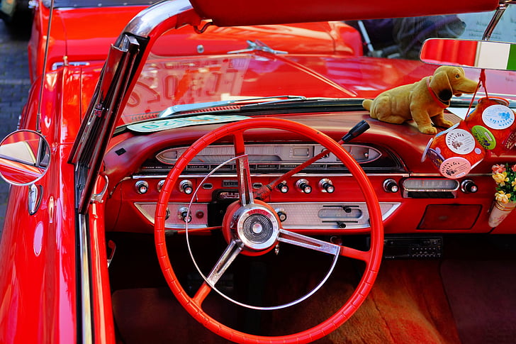 auto, classic, us-car, oldtimer, nostalgic, steering wheel, automotive