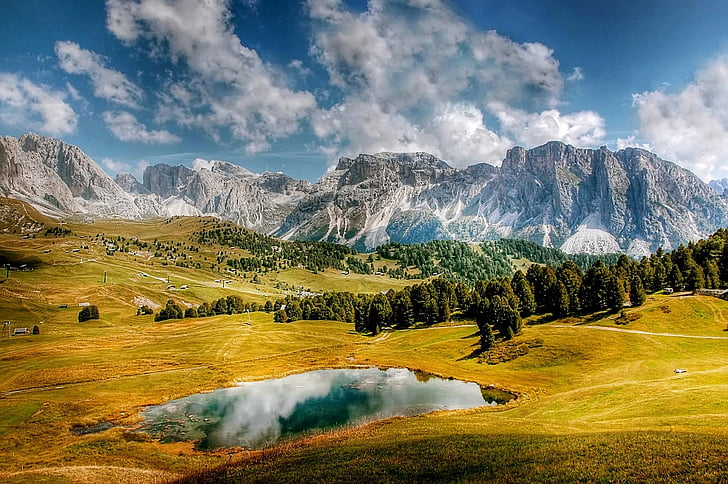 dolomites, mountains, italy, south tyrol, alpine, val gardena, view