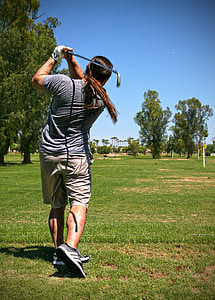 Golf, idrott, bollen, mannen, person, Club, spela golf