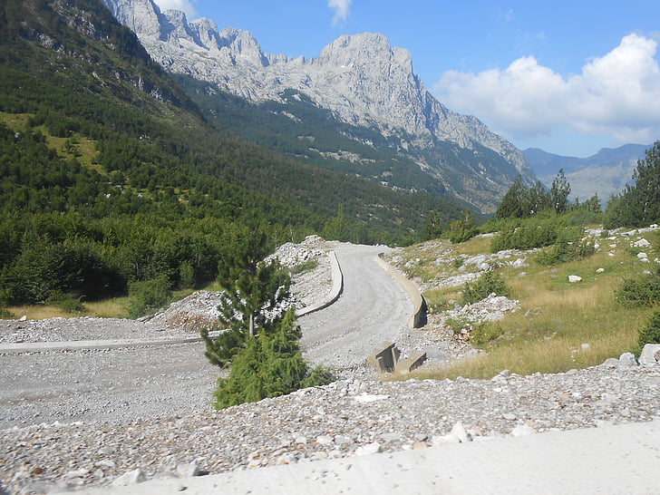 pegunungan, pemandangan, alam, batu, jalan, Albania