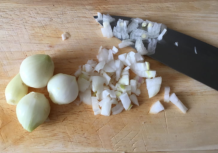 onion, hacked, food, knife, board, vegetables, indoors