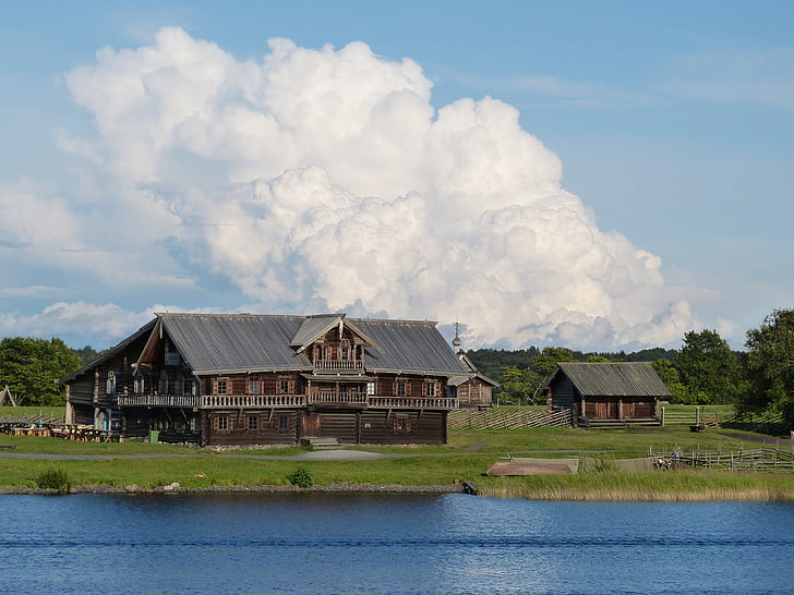 casa de campo, Rusia, granja, madera, bar, edificio, agricultura