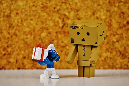 danbo, smurf, gift, give, made, love, surprise
