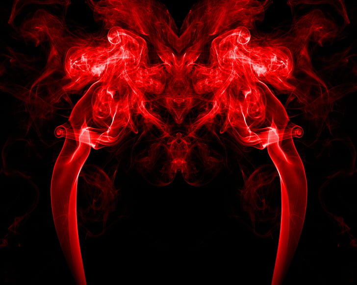 red, smoke, abstract, color, human body part, science, black background
