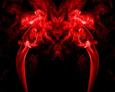 červená, kouř, Abstrakt, Barva, část lidského těla, Věda, černé pozadí