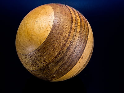 wooden ball, turned, hand labor