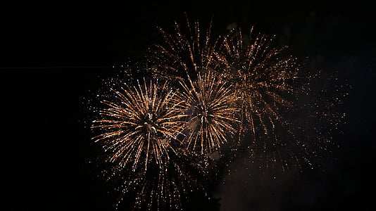 focuri de artificii, întuneric, lumina, explozie, radio, galben, frumos