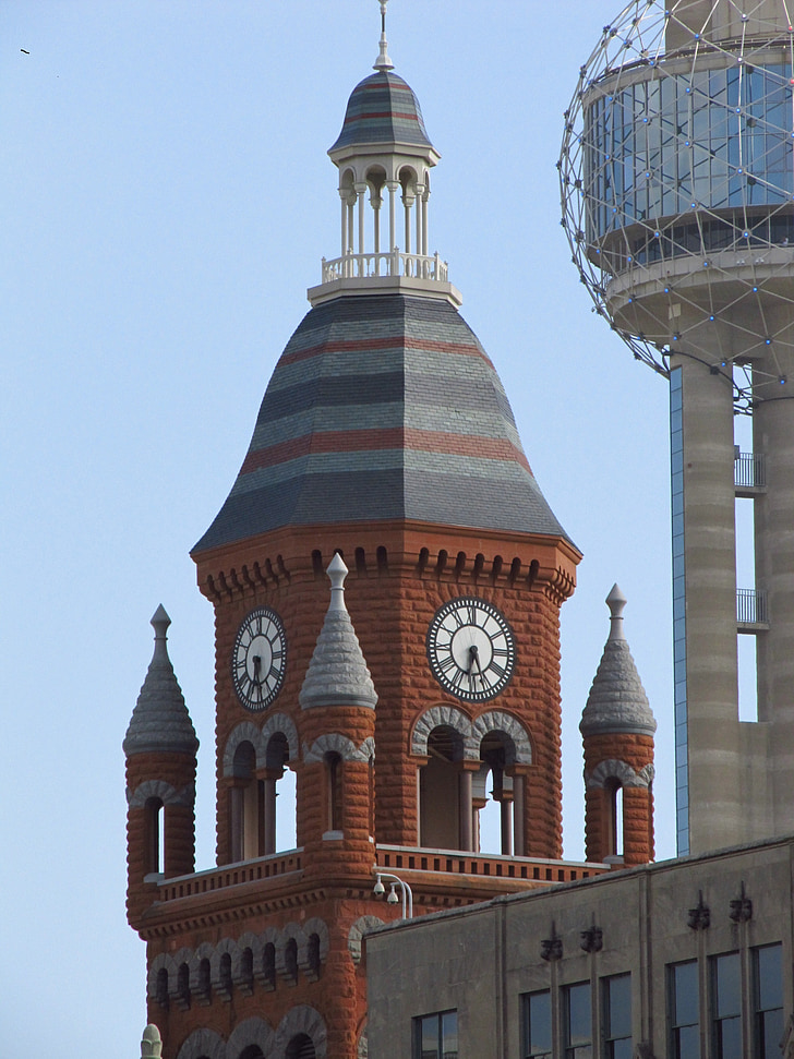 Dallas, edificios, Centro de la ciudad, arquitectura, Texas, relojes, tiempo